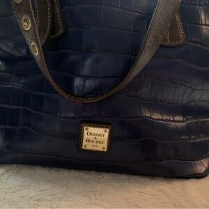 Dooney & Bourke Navy Croc-Embossed Tote